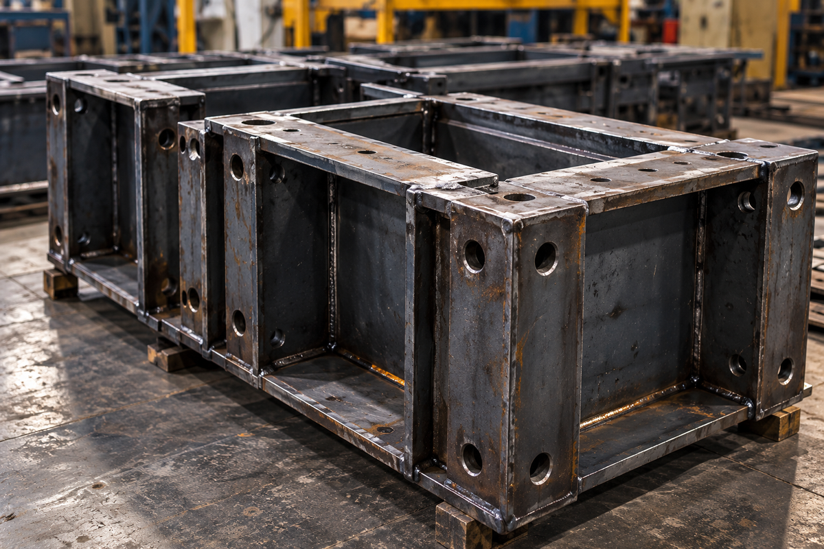 Fabricated steel box frames with welded connections