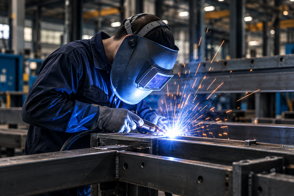 Structon Metalworks welder working on a steel assembly